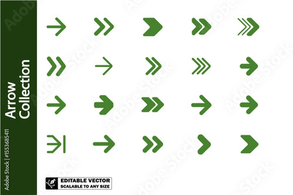 Obraz A collection of various black arrow icons pointing in different directions on a white background