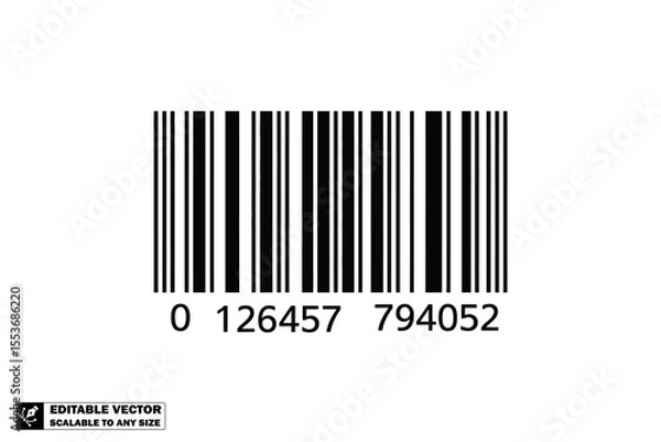Obraz A barcode with black vertical lines and numbers below it on a white background in a close up view