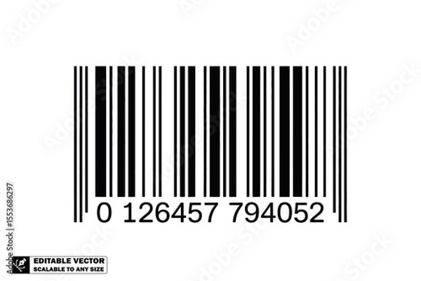 Obraz A barcode with black vertical lines and numbers below it on a white background in a close up view