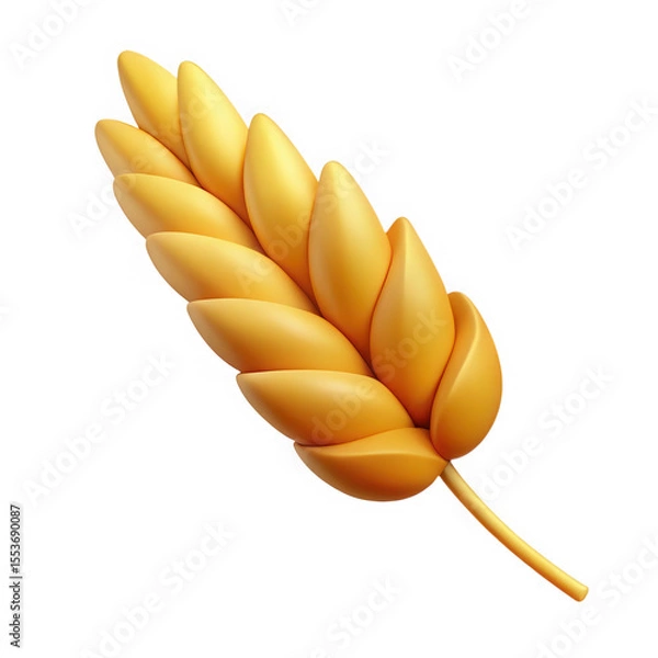 Fototapeta Golden wheat stalk with plump grains isolated on transparent background
