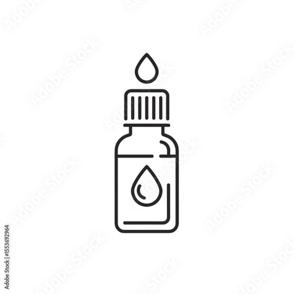 Fototapeta  Dropper bottle with drop line icon for skincare cosmetic design