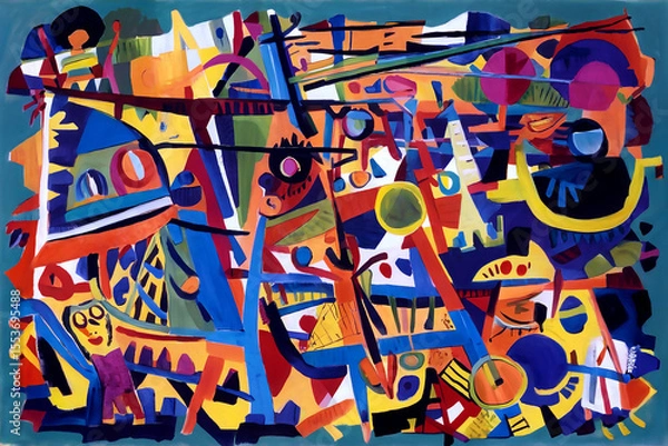 Fototapeta Abstract Composition with Geometric Shapes and Vibrant Colors
