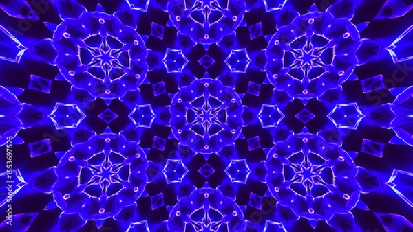 Obraz Abstract colorful kaleidoscopic geometric pattern. Kaleidoscopic background design. Hypnotic background. 3D rendering