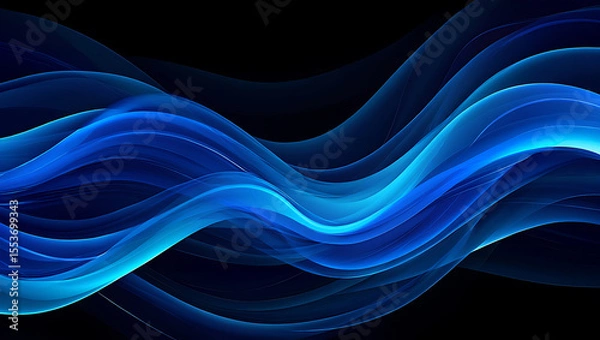 Fototapeta Abstract Blue Wave Background: Serene, Elegant, and Modern Digital Art Design.
