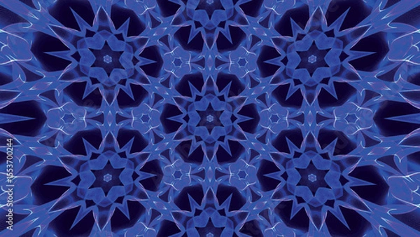 Obraz An abstract blue light kaleidoscope pattern designed for maximum visual impact with vibrant resonance. Stunning, mesmerizing kaleidoscope effect. Vector illustration.