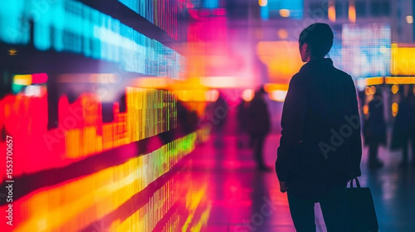 Obraz AI generator image of Colorful Columns Leading to Light, Vibrant Multicolored Architectural Columns with Bright Sunlight and Geometric street graffiti interactive Vibrant corridor with colorful lights