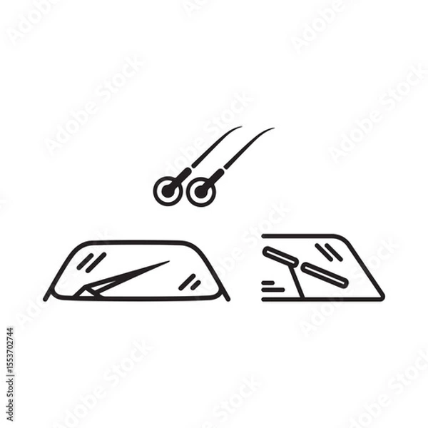 Obraz Car Windshield Wiper System Line Art Illustration wipers