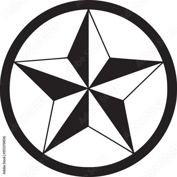 Obraz Lone star texas black and white vector illustration for logo design or graphic element and clip art on transparent background silhouette