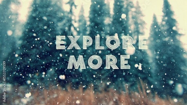Obraz Minimalist wall art with the quote "Explore More" set over a scenic backdrop, perfect for travel blogs or promotional material.
