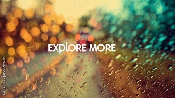 Obraz Minimalist wall art with the quote "Explore More" set over a scenic backdrop, perfect for travel blogs or promotional material.