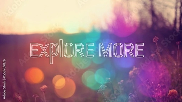Obraz Minimalist wall art with the quote "Explore More" set over a scenic backdrop, perfect for travel blogs or promotional material.