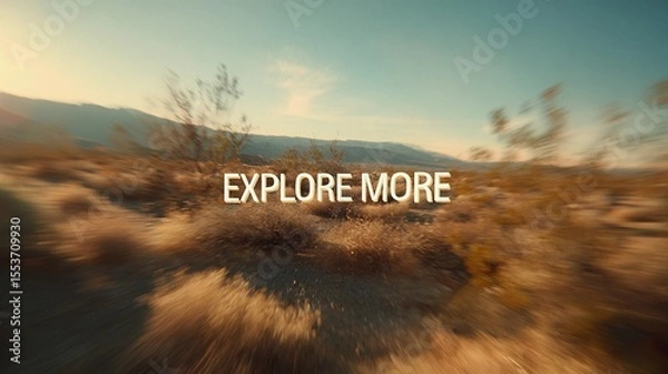 Obraz Minimalist wall art with the quote "Explore More" set over a scenic backdrop, perfect for travel blogs or promotional material.