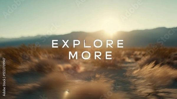 Obraz Minimalist wall art with the quote "Explore More" set over a scenic backdrop, perfect for travel blogs or promotional material.