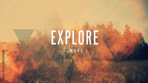 Obraz Minimalist wall art with the quote "Explore More" set over a scenic backdrop, perfect for travel blogs or promotional material.