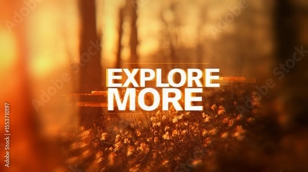 Obraz Minimalist wall art with the quote "Explore More" set over a scenic backdrop, perfect for travel blogs or promotional material.