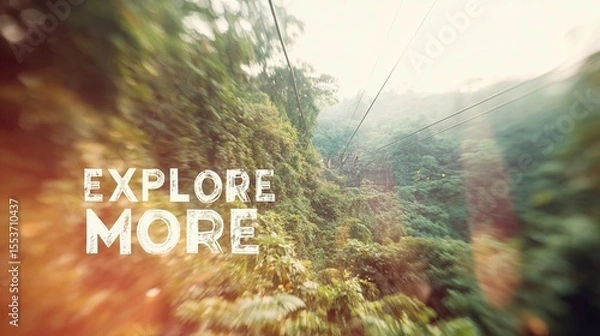 Obraz Minimalist wall art with the quote "Explore More" set over a scenic backdrop, perfect for travel blogs or promotional material.