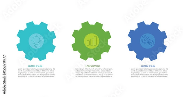 Fototapeta Infographic design elements with 3 steps process flow diagram with gear symbols
