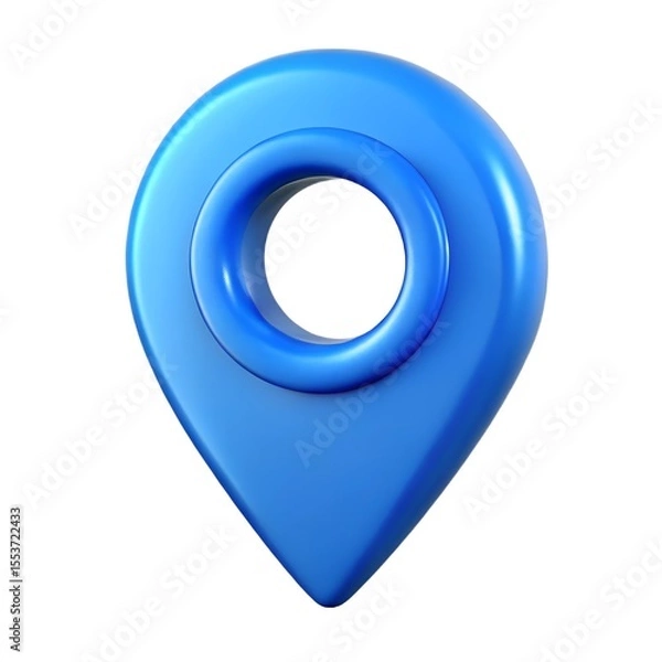 Fototapeta Shiny blue 3d location pin icon on white background