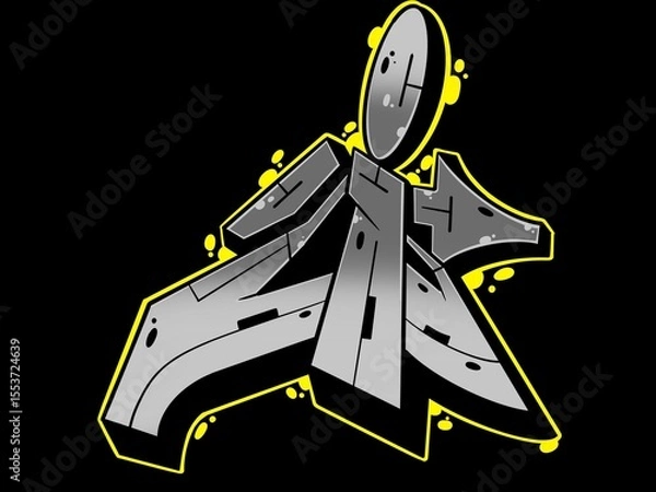 Fototapeta graffiti i, illustration of letter i with cool wild graffiti pattern and bright colors