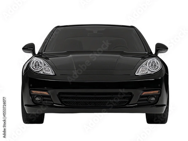 Fototapeta Black car, front view isolated on transparent background png