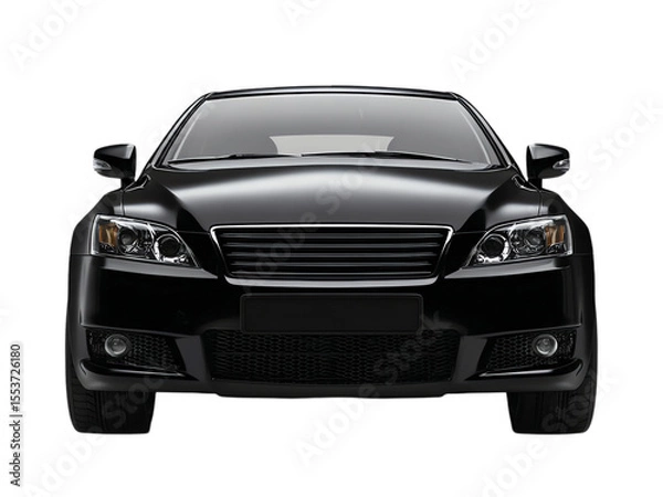 Fototapeta Black car, front view isolated on transparent background png