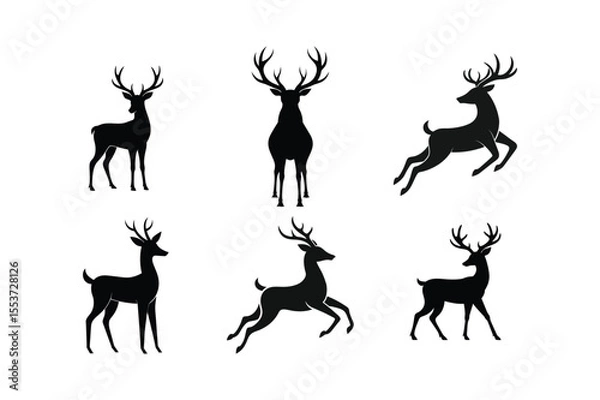 Obraz A set of deer silhouette vector art illustration