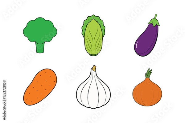 Obraz A set of fresh vegetables vector art illustration
