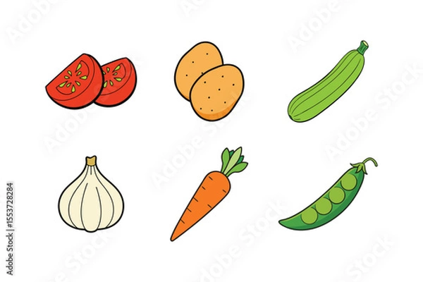 Obraz colorful fresh vegetables set of vector illustration