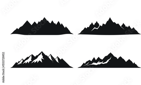 Obraz Set of silhouette mountain vector art illustration