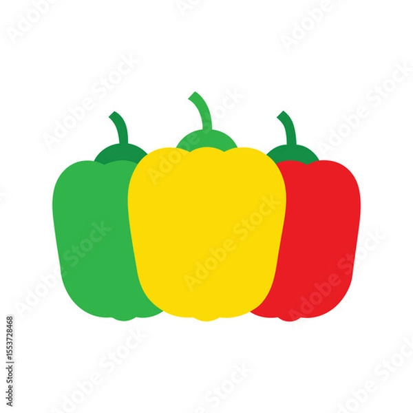 Obraz Yellow, green and red bell peppers vector art illustration