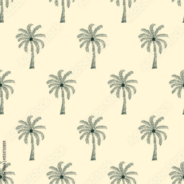 Obraz hand drawn palm Leaves background. t shirt summer design. line drawing art. palm tree pattern design. summer tropical print design. ai