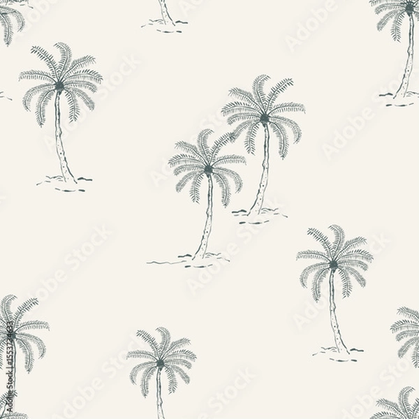 Obraz line drawing art. palm tree pattern design. hand drawn palm Leaves background. . summer tropical print design. t shirt summer design ai