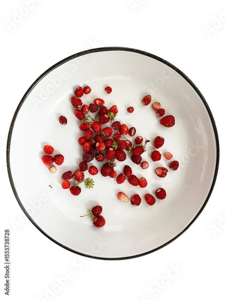 Obraz Wild berries. Plate with strawberries..