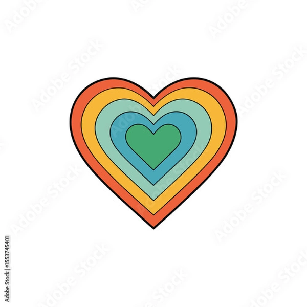 Fototapeta a layered heart made of concentric lines in rainbo