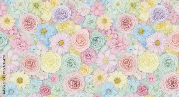 Obraz Seamless Pastel Floral Pattern in Watercolor Style