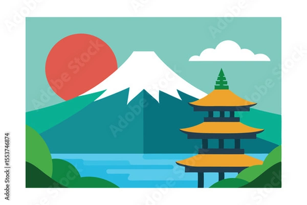 Obraz vector illustration of japanese garden