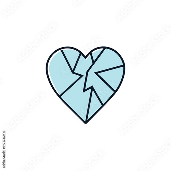 Fototapeta a shattered glass heart icon with sharp crystal fr