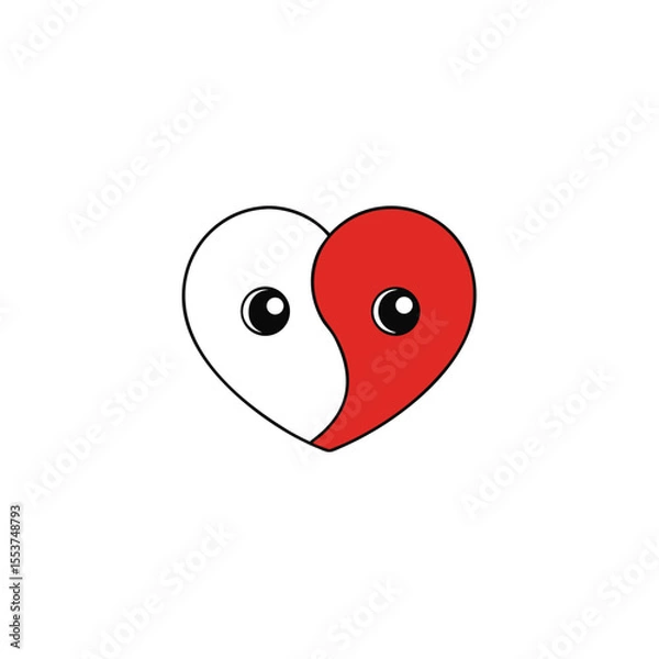 Fototapeta a yin yang heart split into two harmonious sides  