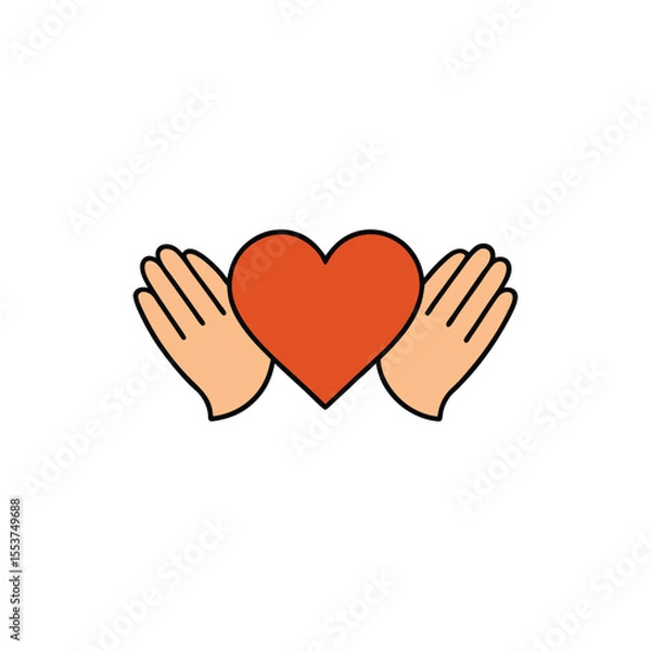 Fototapeta two hands cupping a heart together  forming a prot
