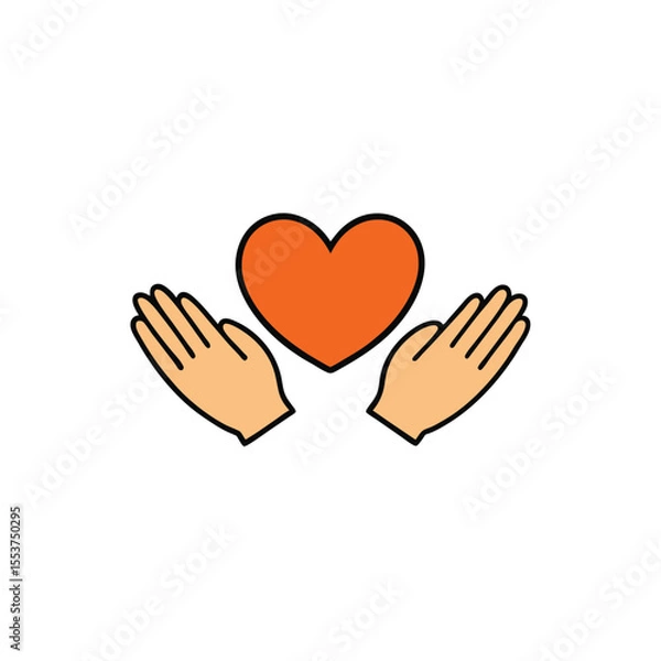 Fototapeta two hands cupping a heart together  forming a prot