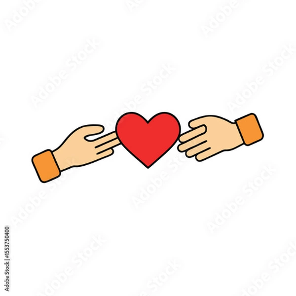 Fototapeta two hands passing a heart to each other  fingers g