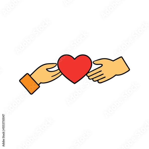 Fototapeta two hands passing a heart to each other  fingers g