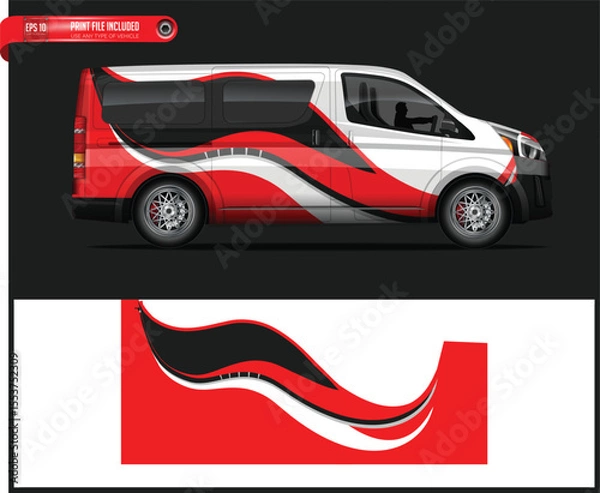 Obraz Red and White Car Wrap Design for Vans