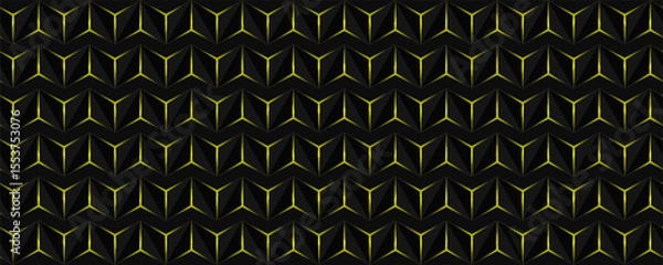 Fototapeta Dark gray and yellow horizontal hexagon technology abstract vector background. red bright energy flashes under hexagon in futuristic modern technology wide banner. Dark gray honeycomb texture grid.