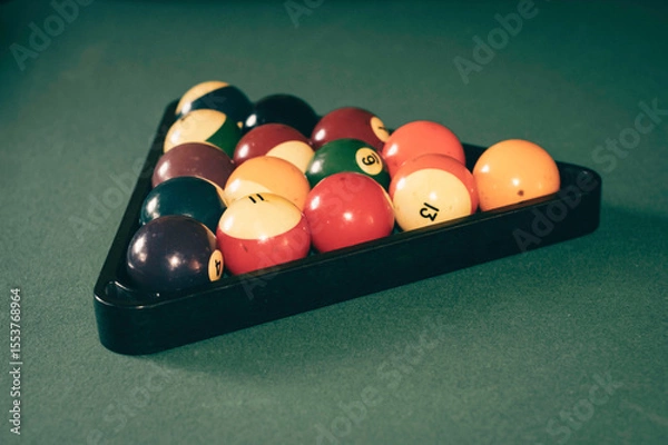 Fototapeta Pool balls racked on table
