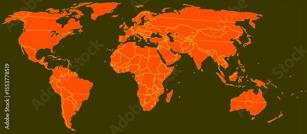Obraz Outline silhouette of a world map. Pacific Ocean, Geographic map, World map, Globe.