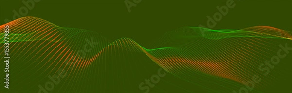Obraz Abstract colorful digital particle wave. Futuristic dot wave. Technological background. Colorful music wave. Digital background with smooth wavy curves. 3D rendering.