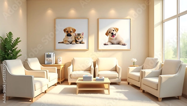 Fototapeta Comfort and Calm in a Pastel-Themed Clinic Waiting Area