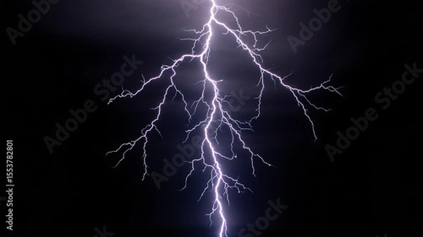Obraz Dramatic Lightning Strike Across Dark Night Sky