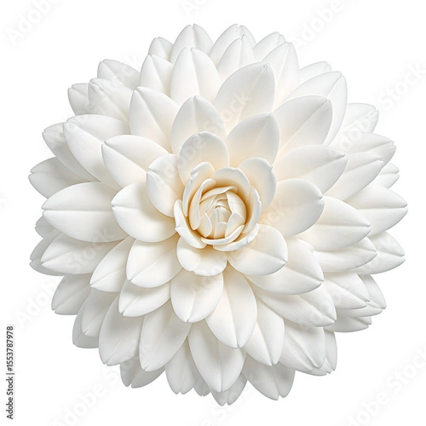 Obraz Elegant white camellia flower with densely packed petals beautifully centered and set against a pristine white background